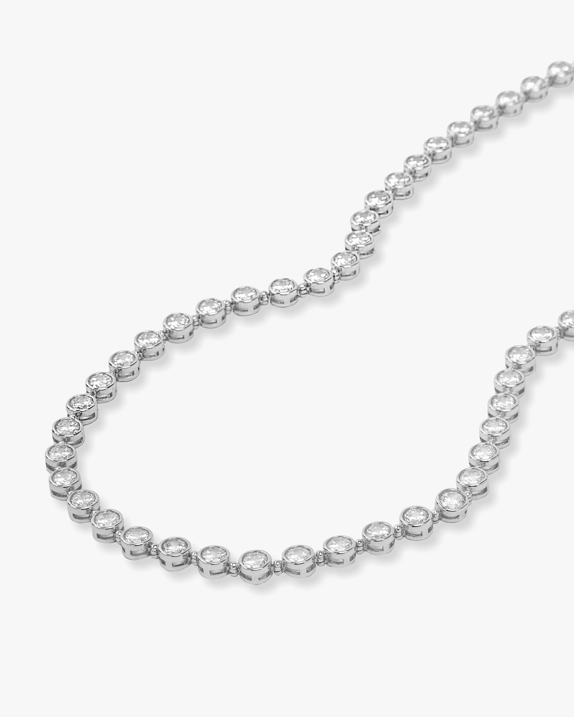 Mama Baroness Tennis Necklace 18" - Silver|White Diamondettes