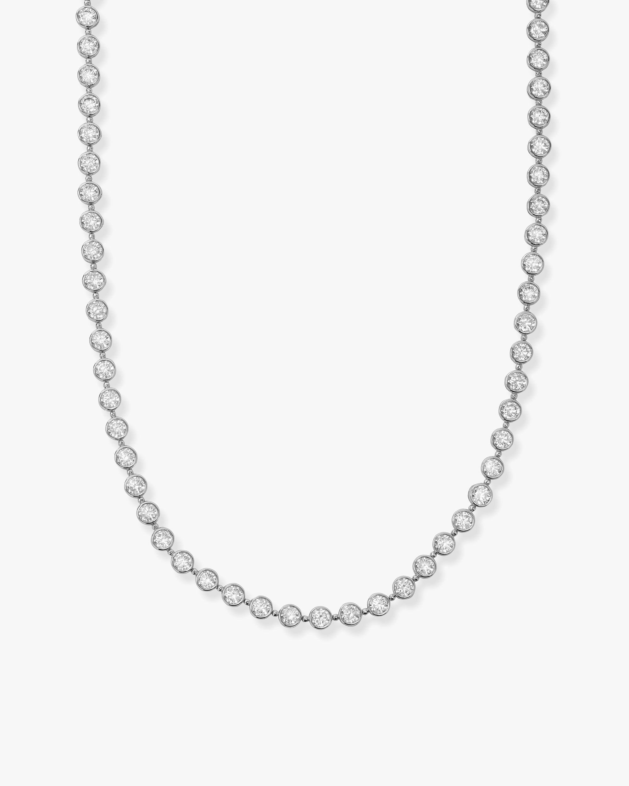 Mama Baroness Tennis Necklace 15" - Silver|White Diamondettes