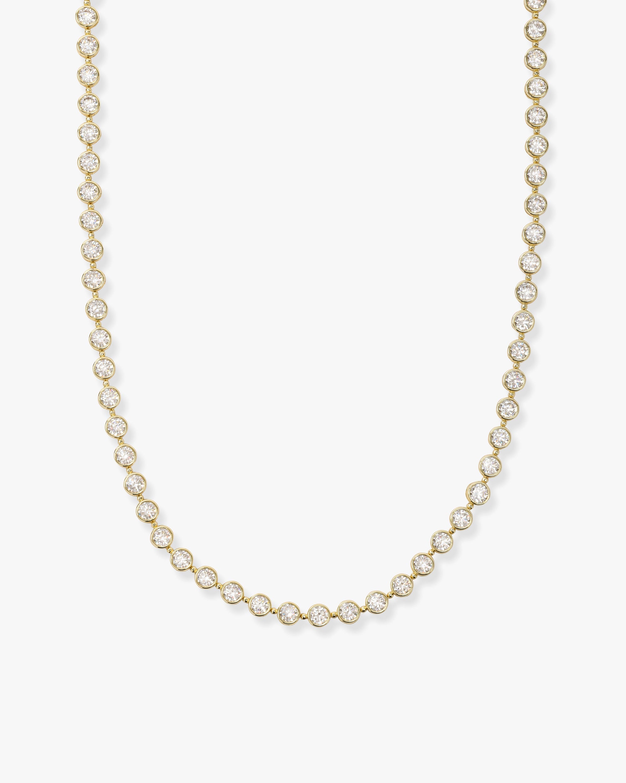 Mama Baroness Tennis Necklace 15" - Gold|White Diamondettes