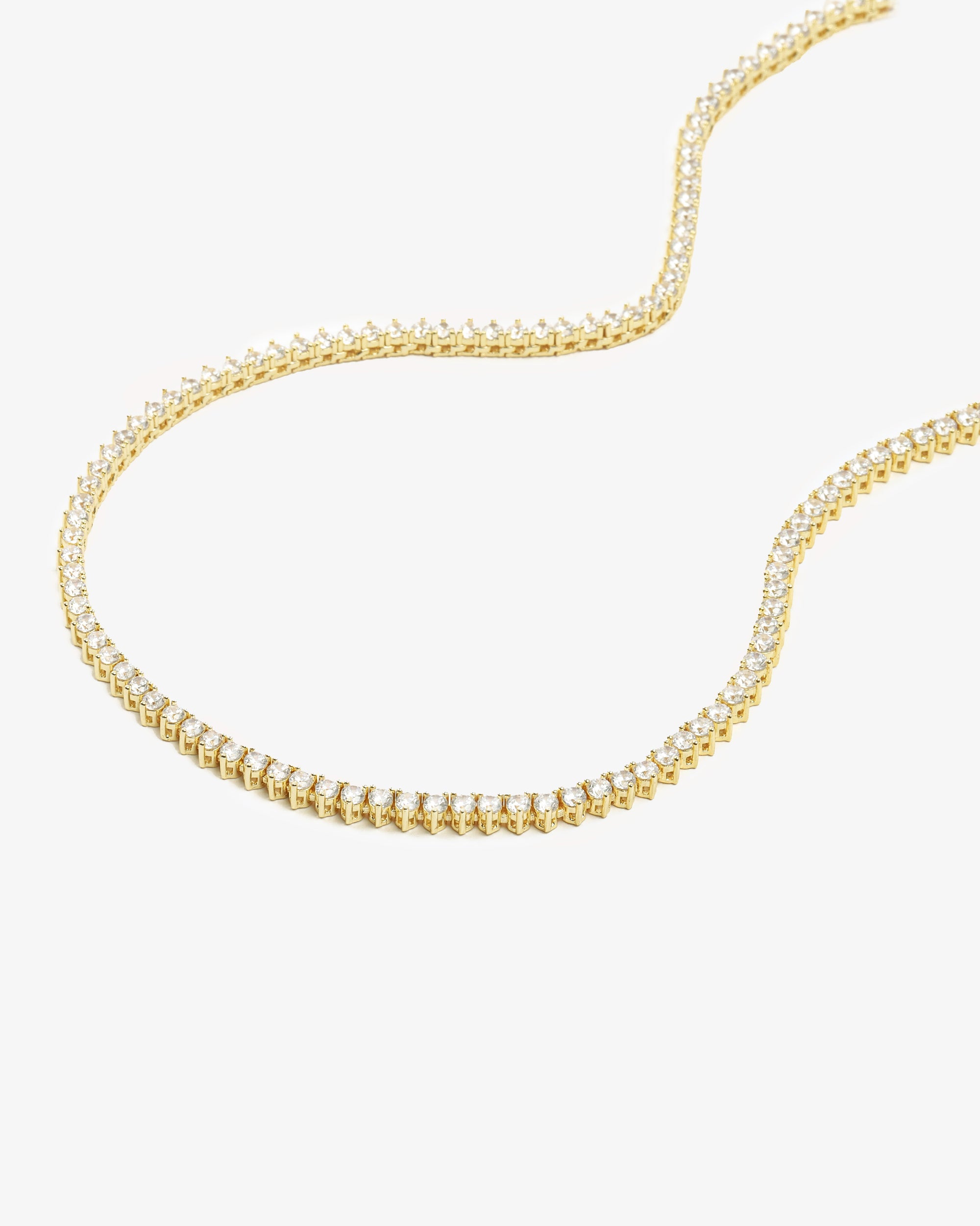 Not Your Basic Tennis Necklace 18" - Gold|White Diamondettes