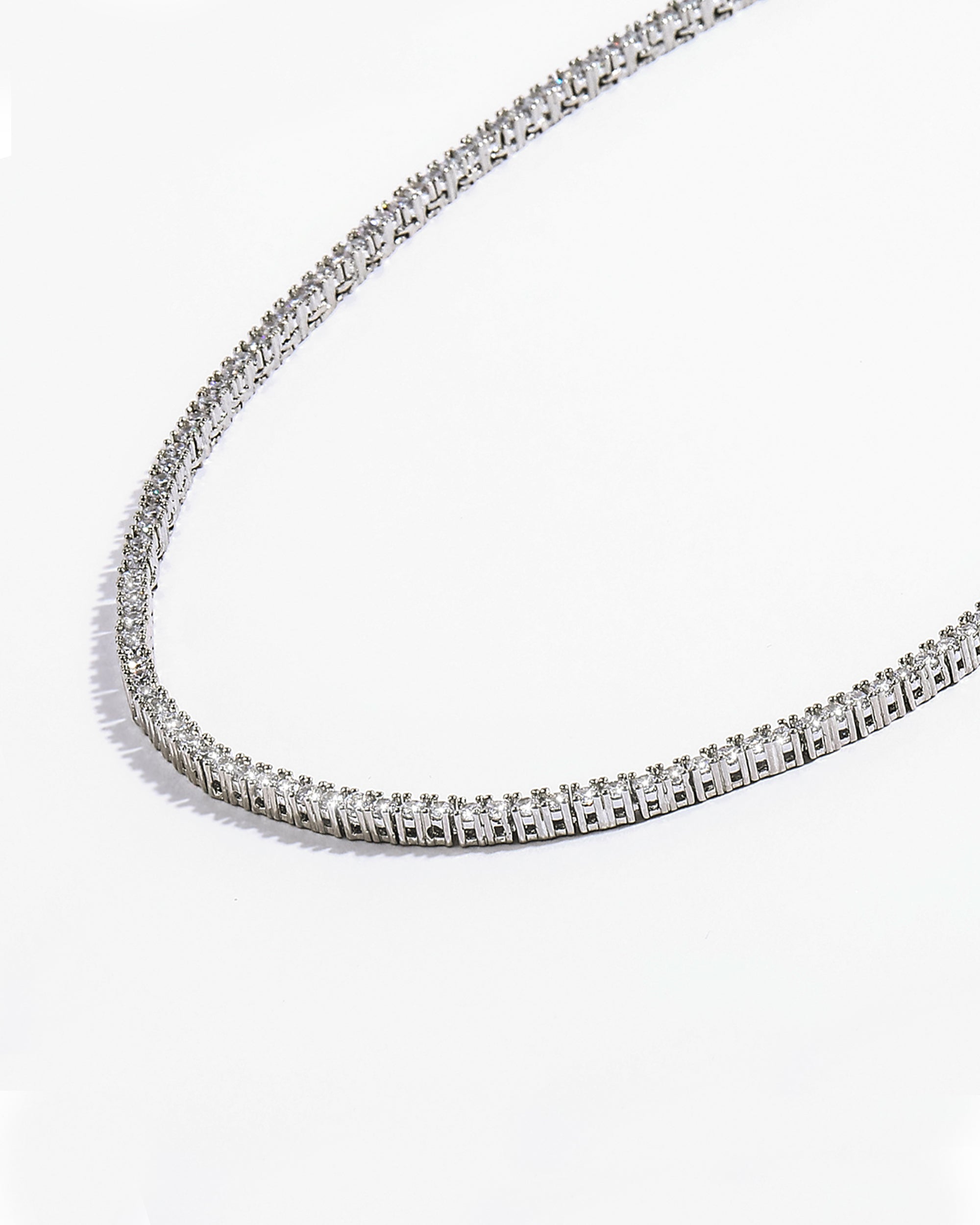 Baby Heiress Tennis Necklace - Silver|White Diamondettes