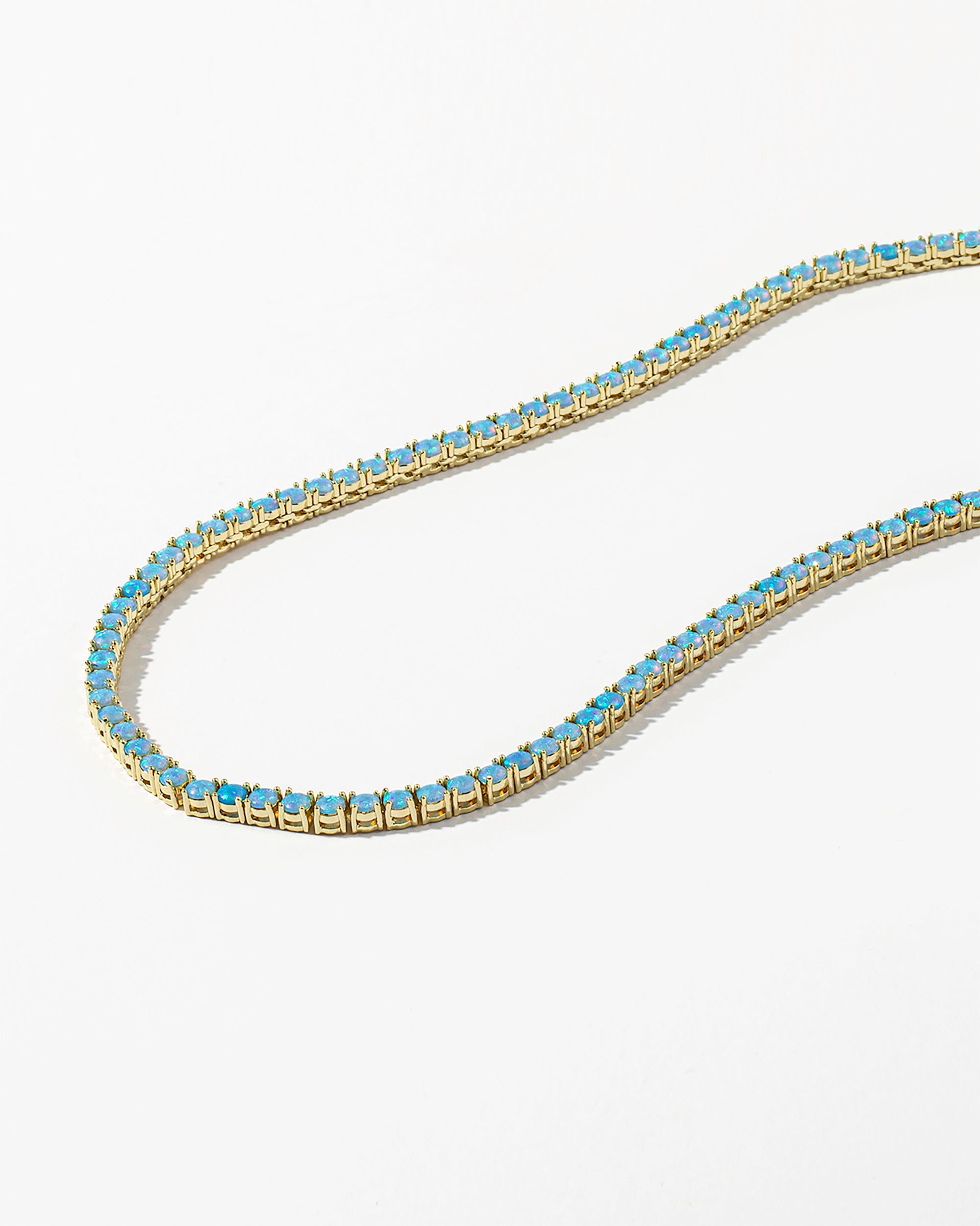 Grand Heiress Tennis Necklace 18" - Gold|Blue Opal