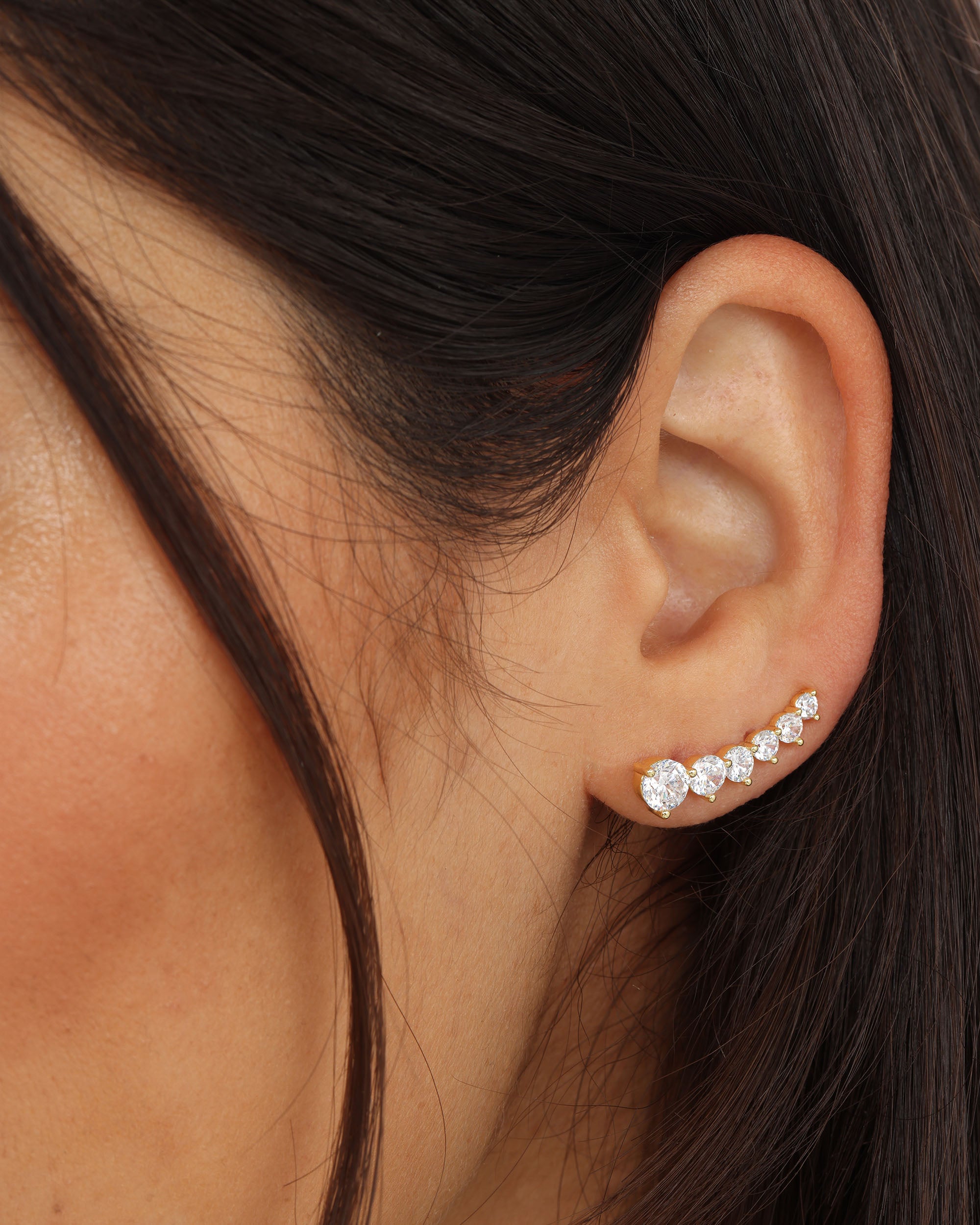 Not Your Basic Ear Crawler Gold White Diamondettes Melinda Maria Jewelry