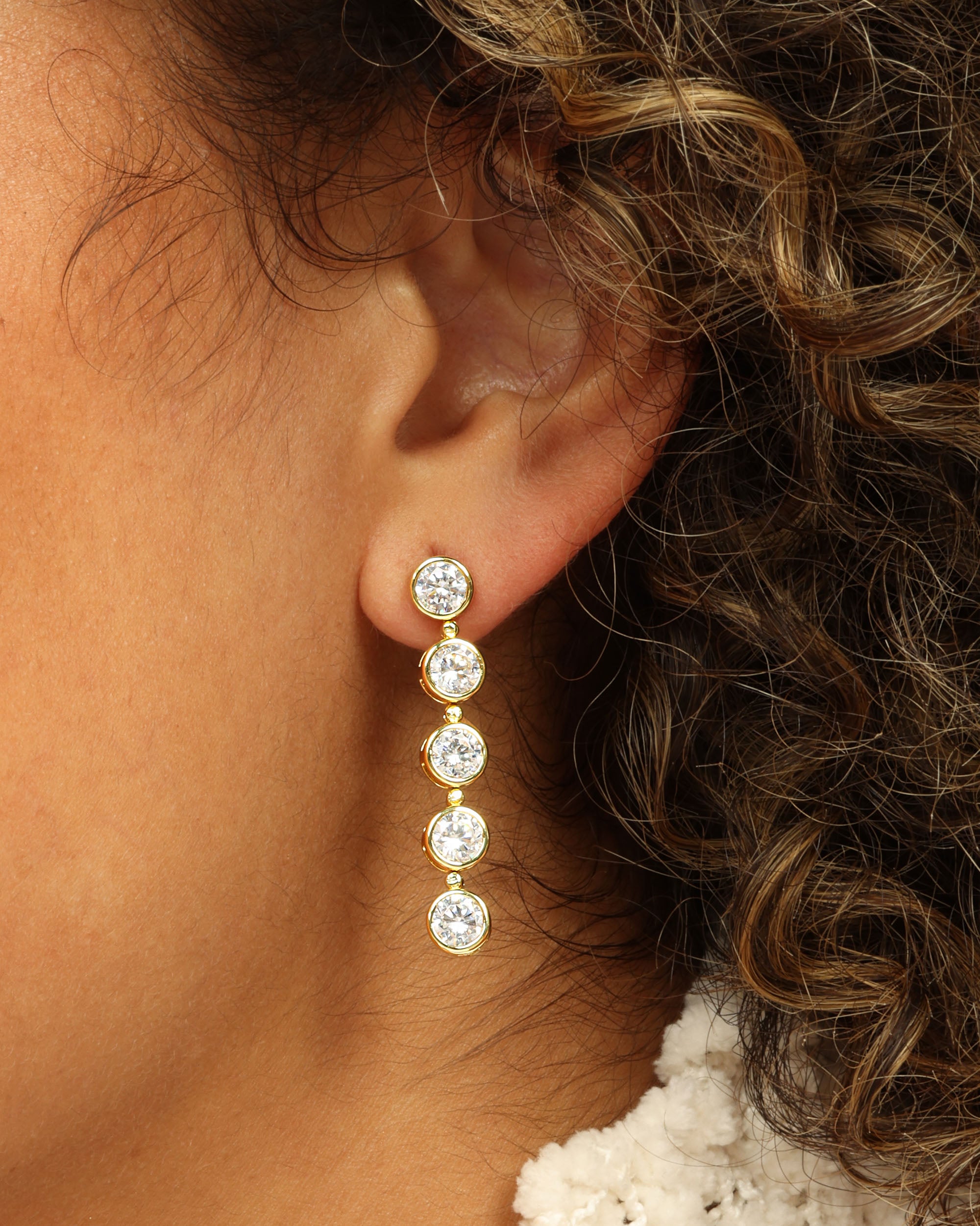 Mama Baroness Earrings - Gold|White Diamondettes