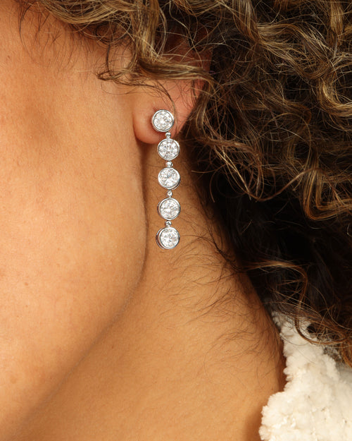 Mama Baroness Earrings - Silver|White Diamondettes