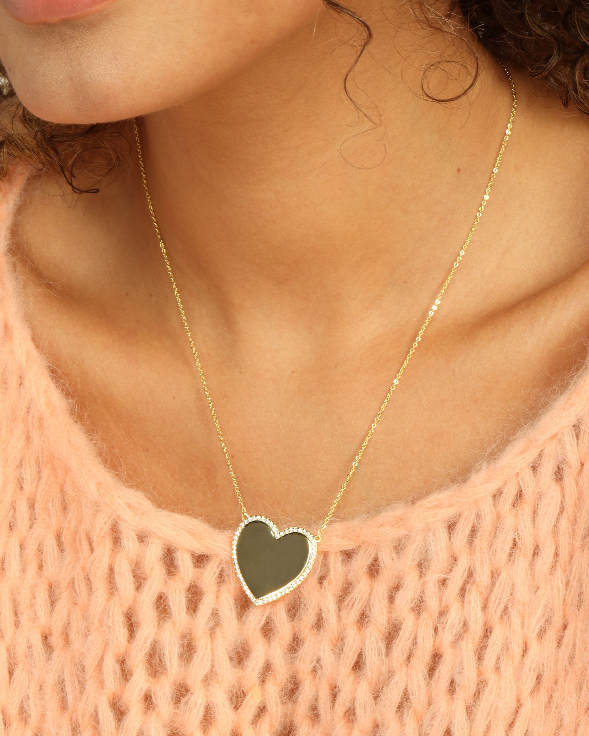 Melinda Maria XL You Have My Whole Heart Pave Necklace 18