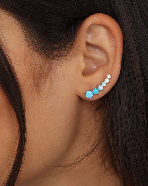 Not Your Basic Ombré Ear Crawler - Silver|Blue Opal Ombré