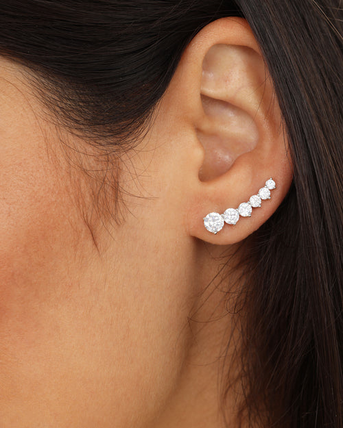 Not Your Basic Ear Crawler - Silver|White Diamondettes