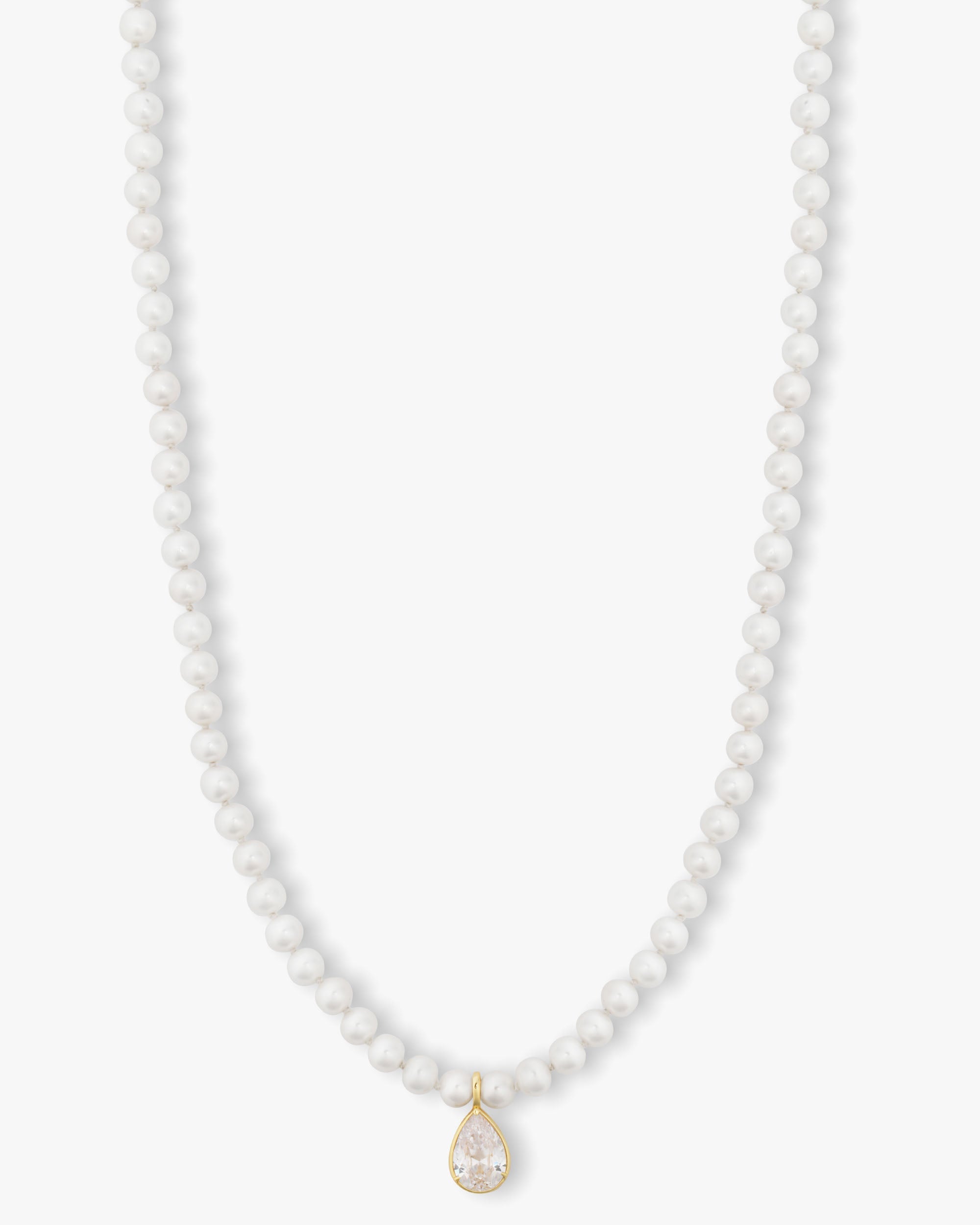 Perfect Pearl Necklace 30" w/Detachable Teardrop - Gold