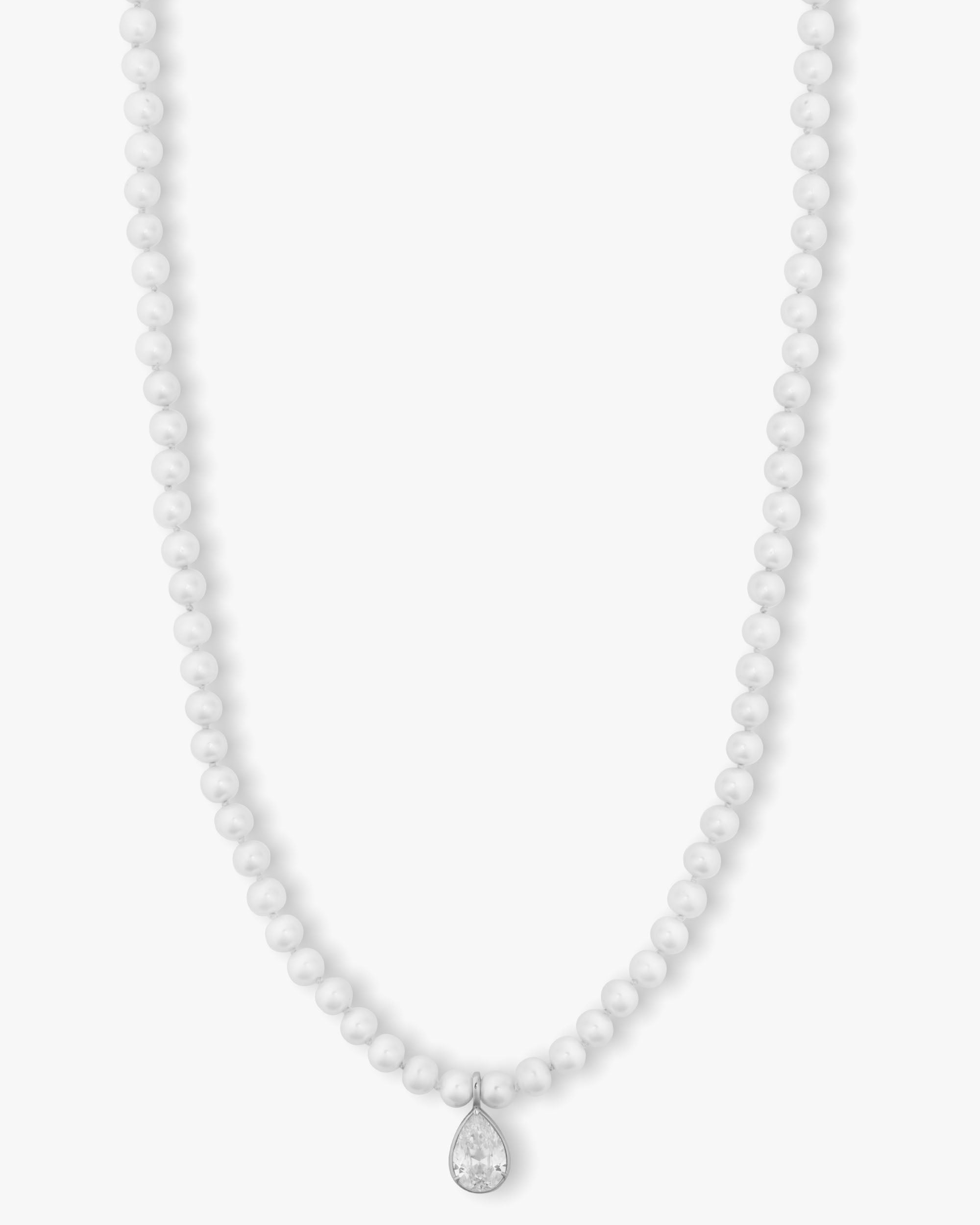 Perfect Pearl Necklace 30" w/Detachable Teardrop - Silver