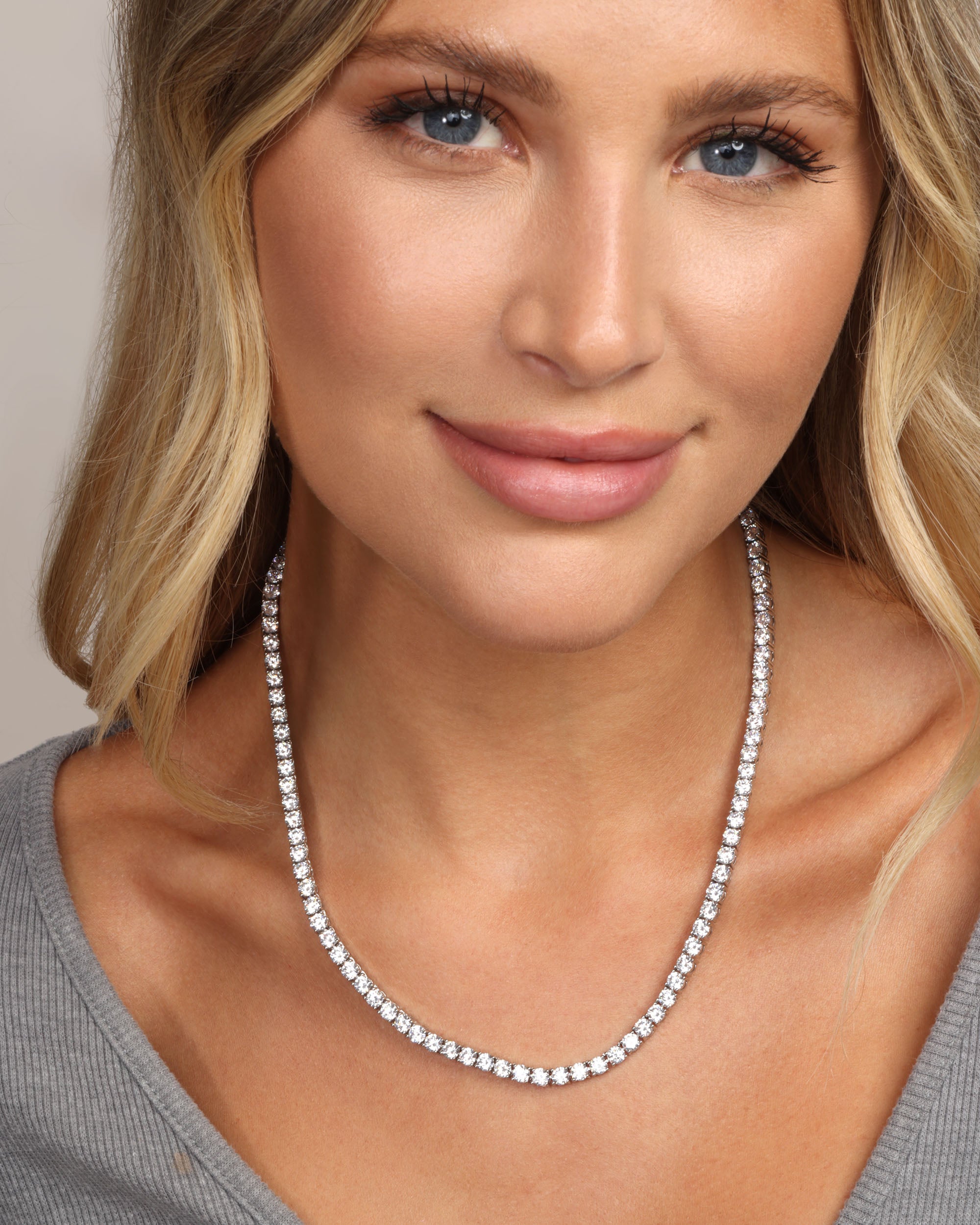 Grand Heiress Tennis Necklace 18" -  Silver|White Diamondettes