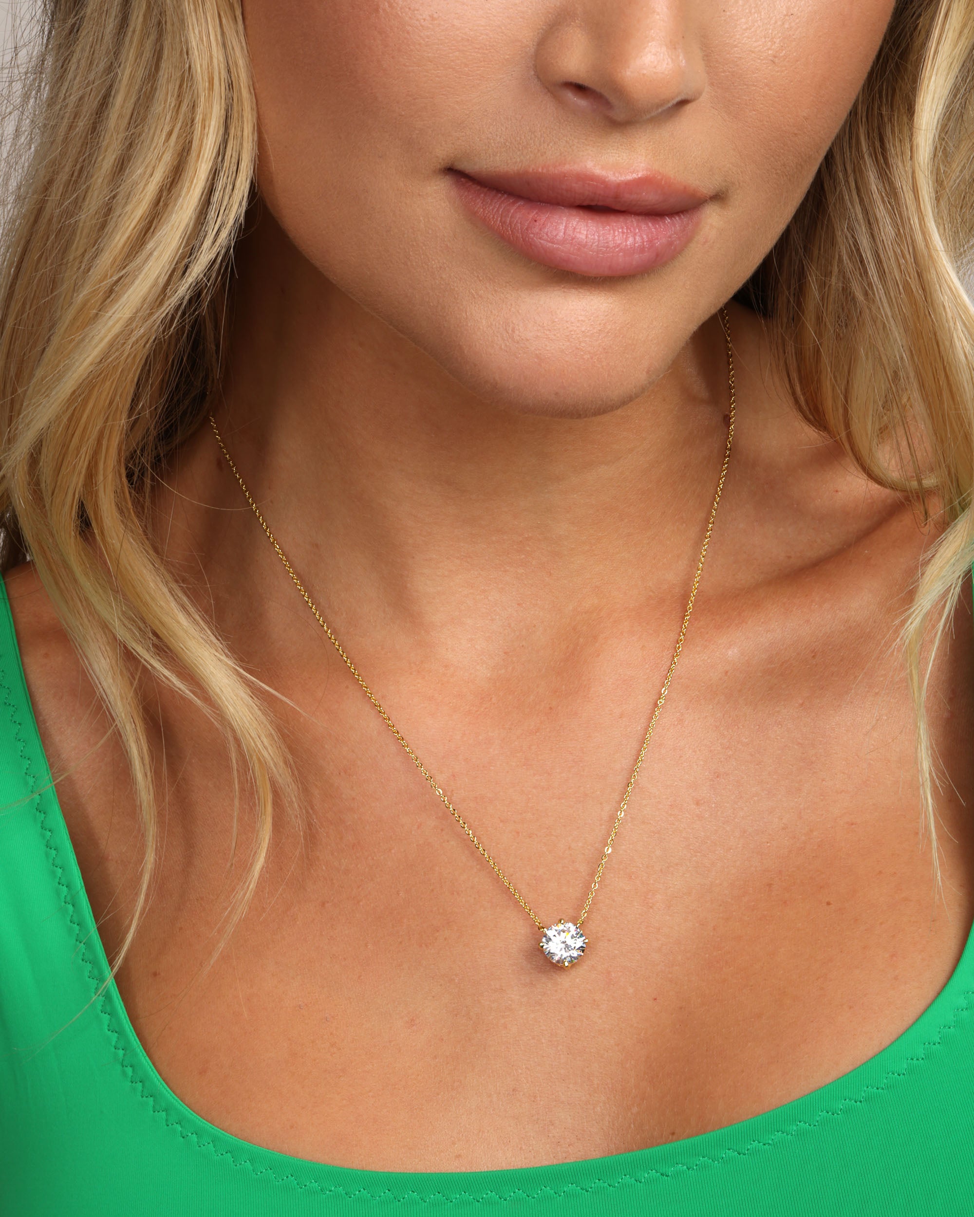 The Monarch Round Cut Necklace - Gold|White Diamondettes