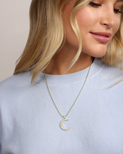 The Callisto Moon Necklace - Gold|White Diamondettes