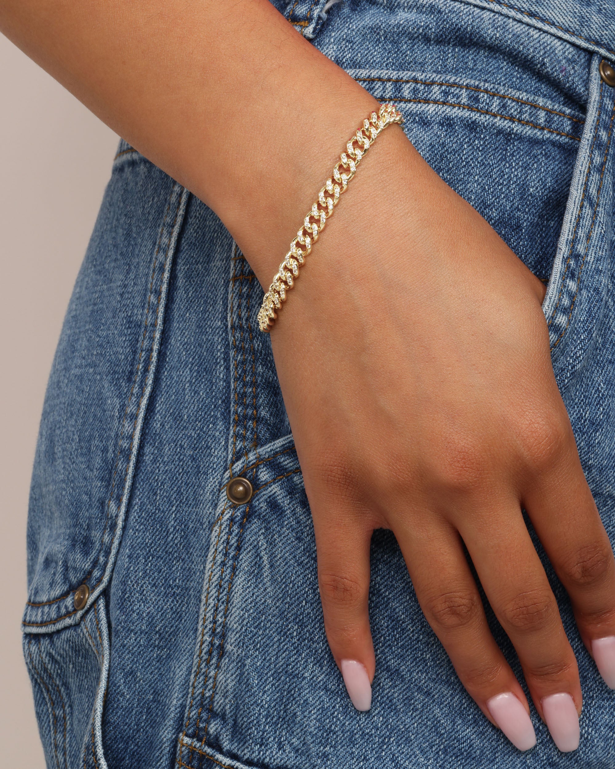 Cassie Pavé Bracelet - Gold|White Diamondettes