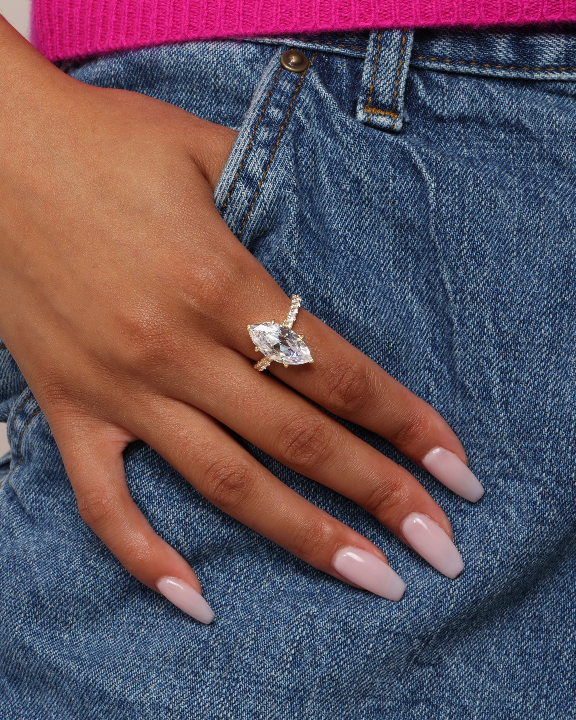 She's So Fine Ring - Gold|White Diamondettes