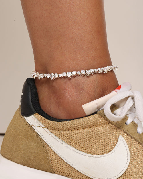 Dynasty Anklet - Silver|White Diamondettes