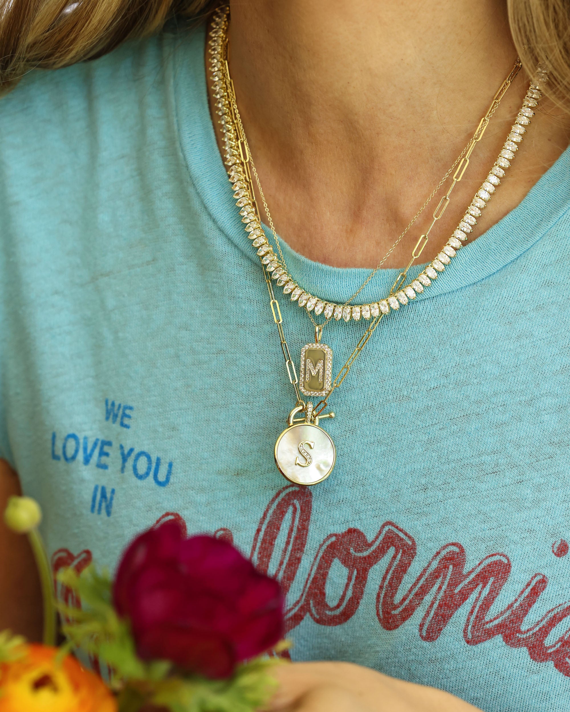 Love Letters Double Sided Necklace - Gold