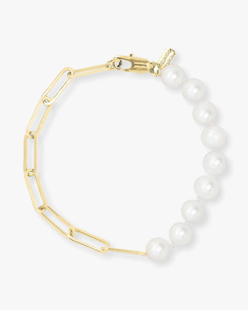 Samantha Half Chain Pearl Bracelet - Gold