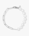 Samantha Half Chain Pearl Bracelet - Silver