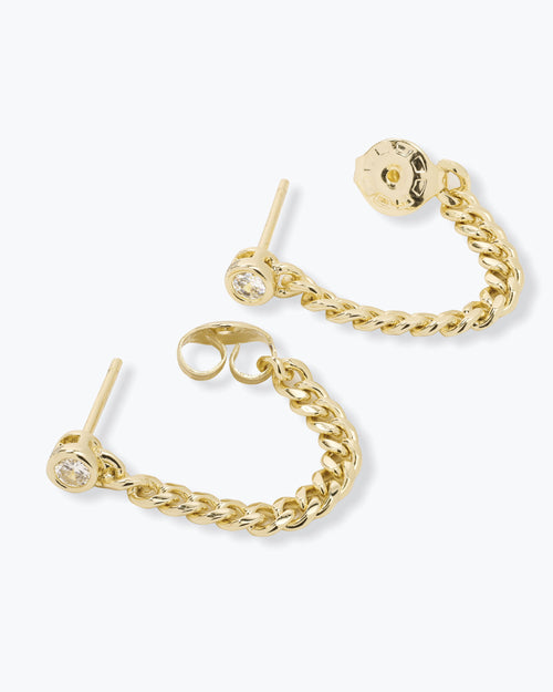 Baby Julian Soft Chain Hoops - Gold|White Diamondettes