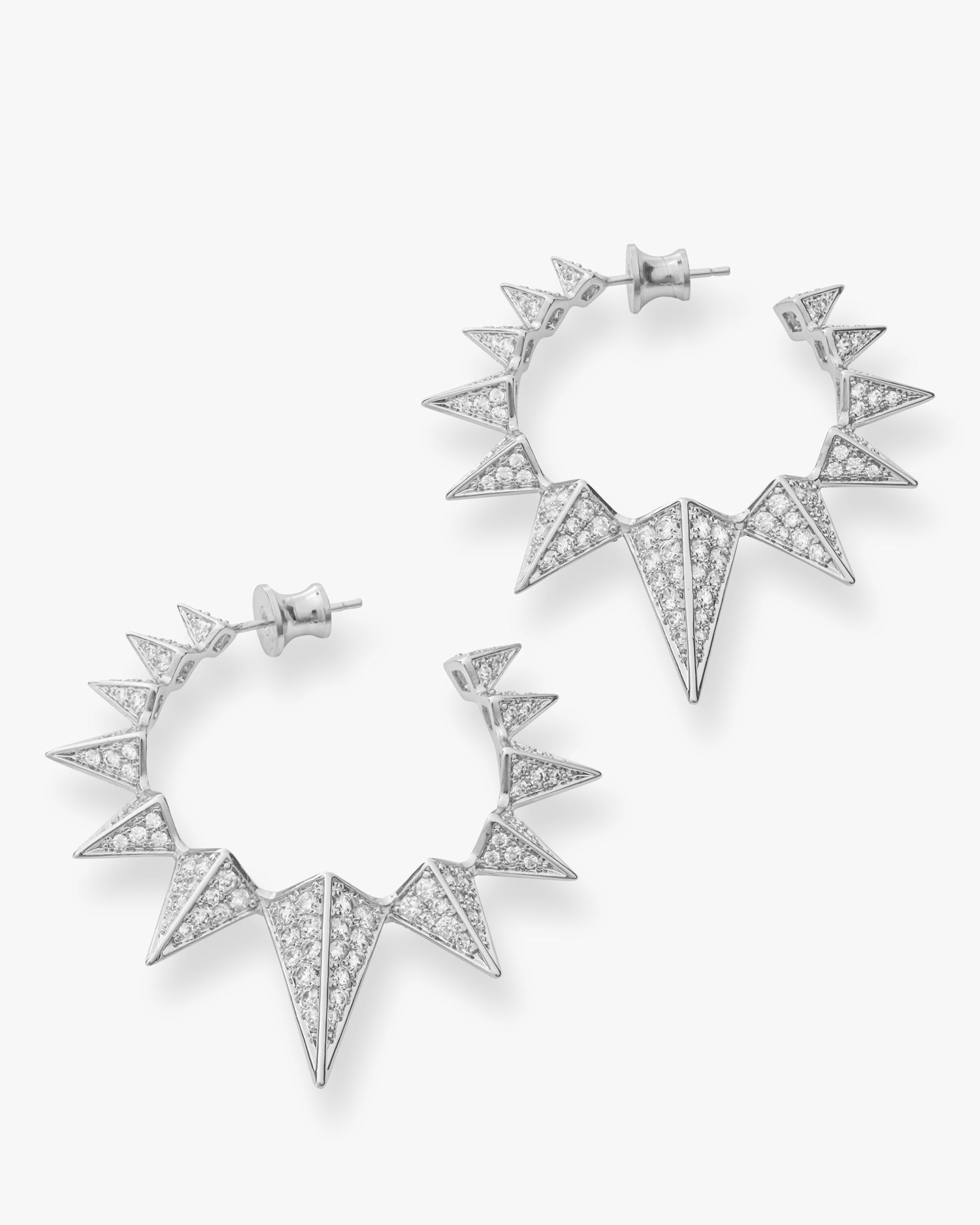 Mama Gabriella Pavé Spiked Hoops - Silver|White Diamondettes