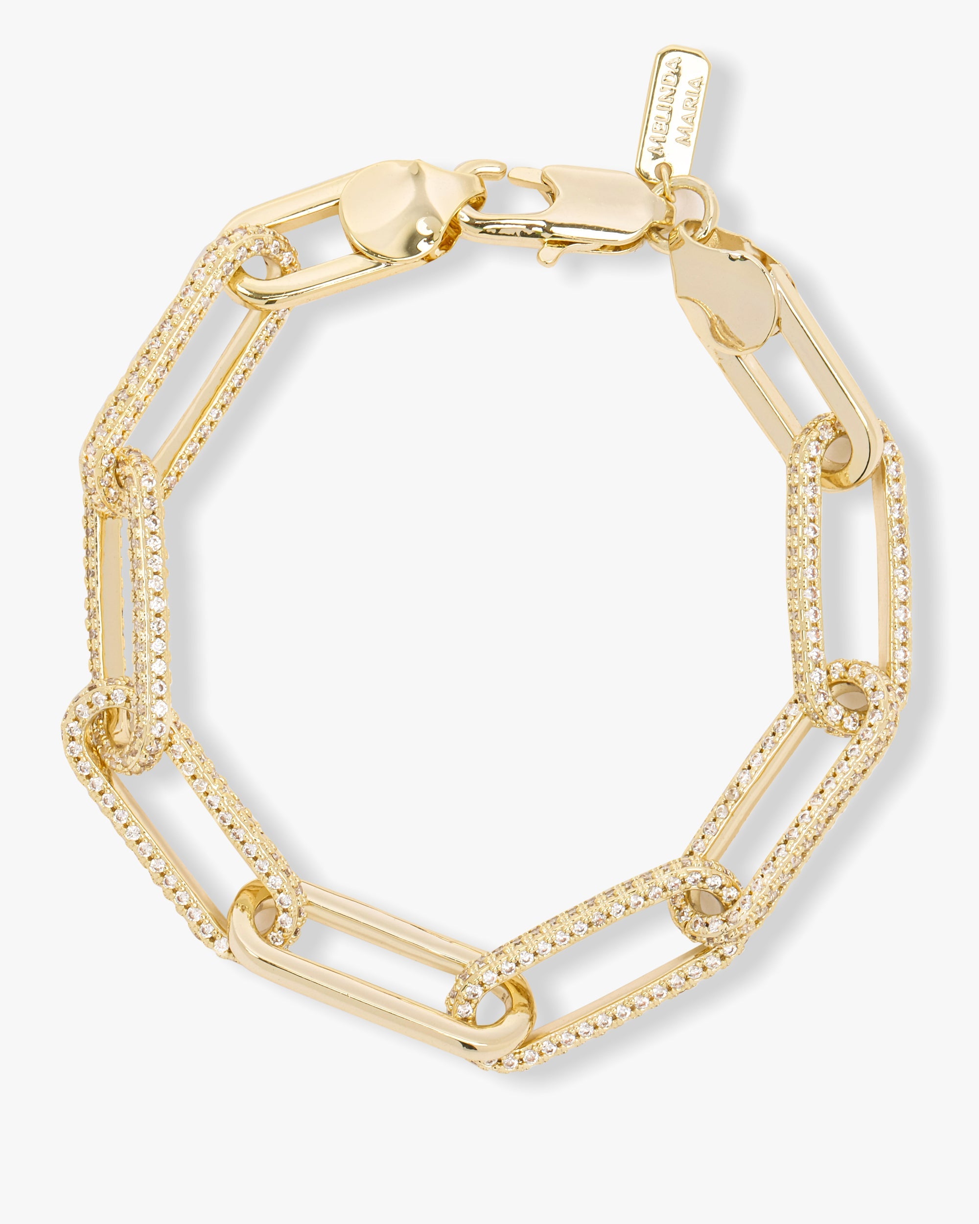 Carrie Pavé Chain Link Bracelet - Gold|White Diamondettes