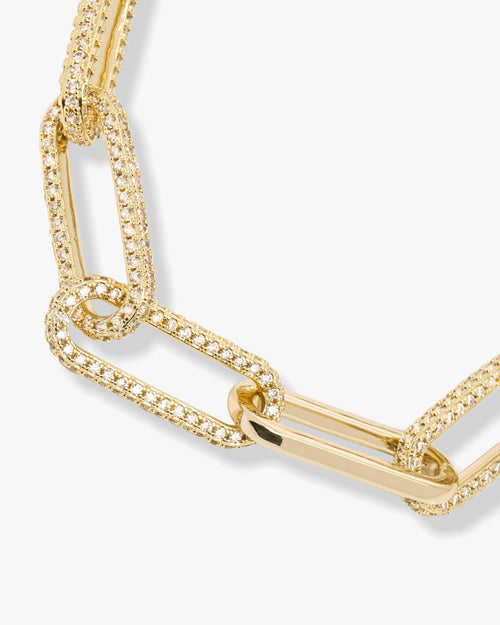 Carrie Pavé Chain Necklace - Gold|White Diamondettes