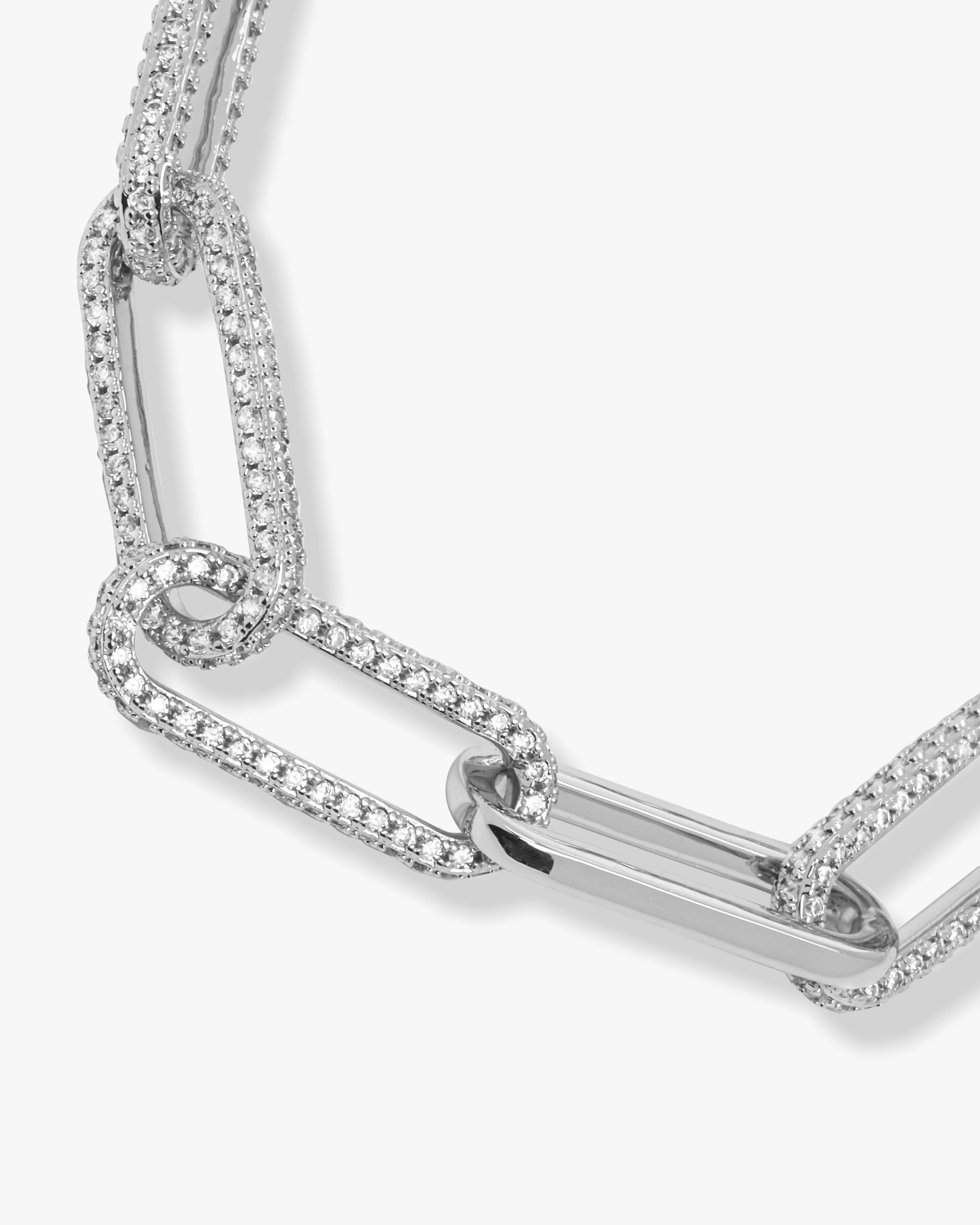 Carrie Pavé Chain Necklace - Silver|White Diamondettes