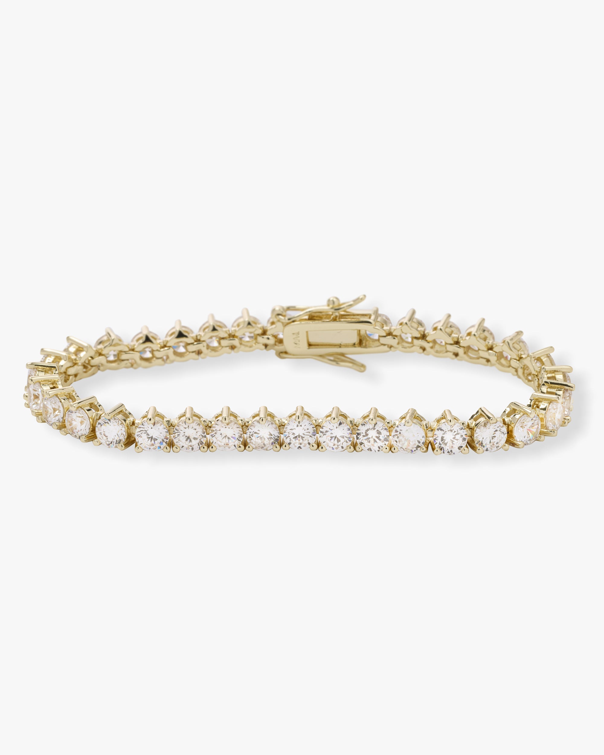 Mama Not Your Basic Tennis Bracelet - Gold|White Diamondettes