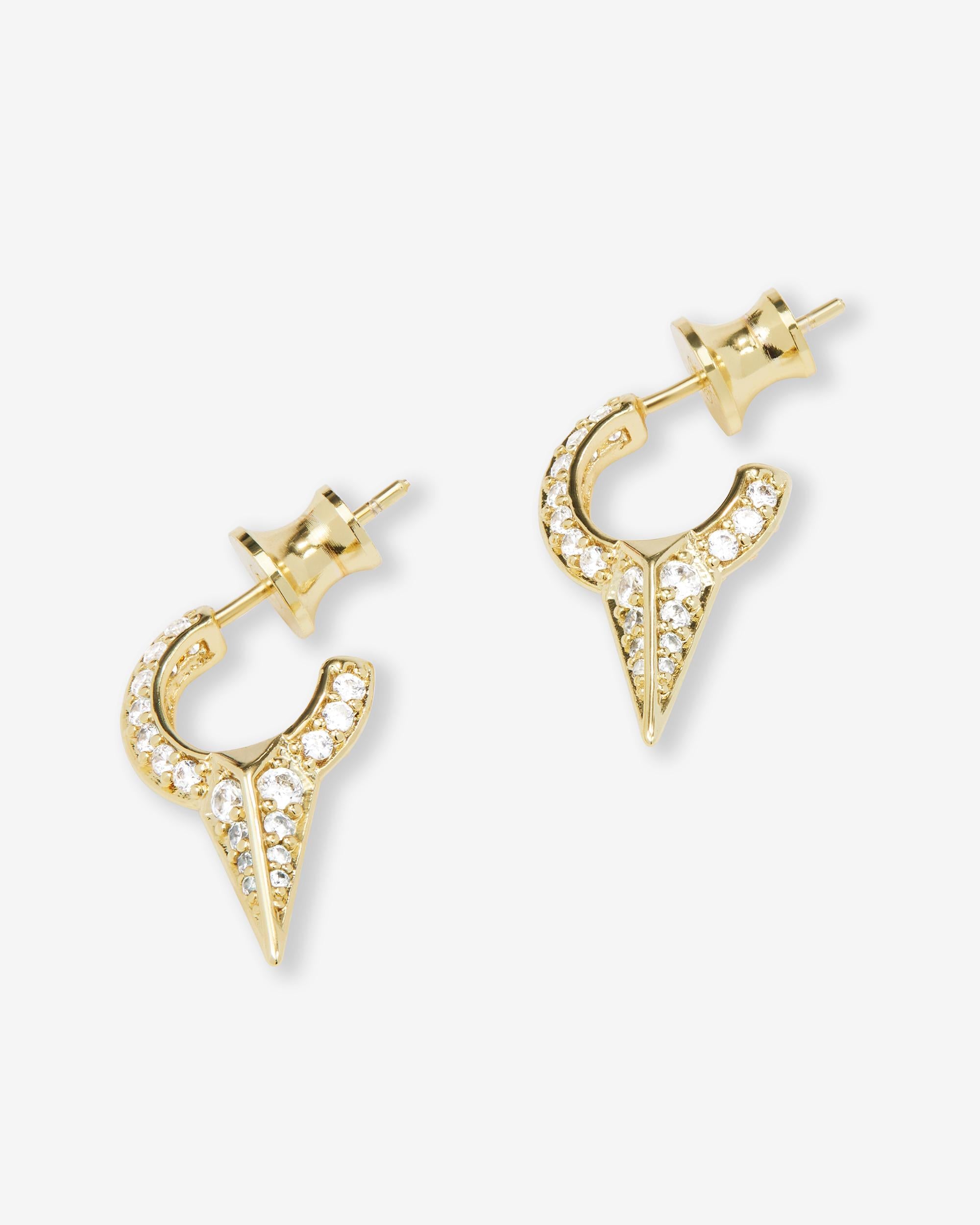 Baby Gabriella Pavé Single Spike Earrings - Gold|White Diamondettes