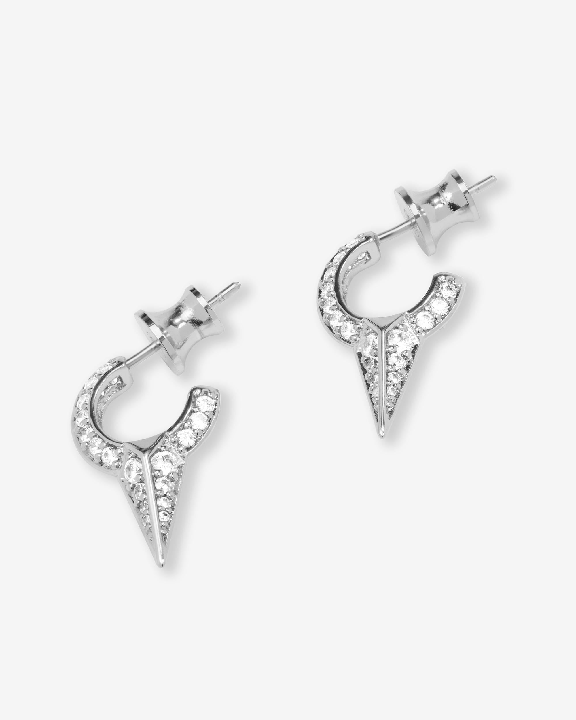 Baby Gabriella Pavé Single Spike Earrings - Silver|White Diamondettes