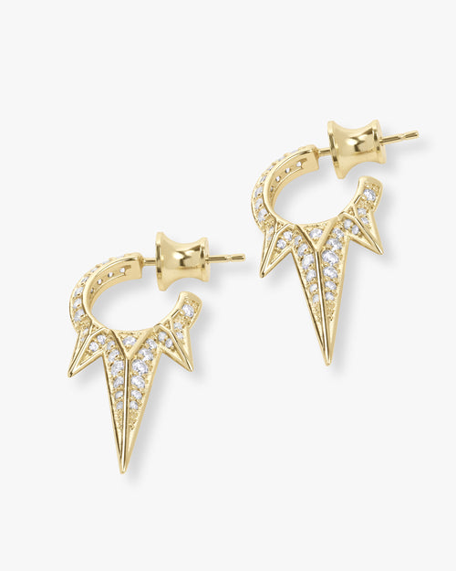 Baby Gabriella Pavé Triple Spike Earrings - Gold|White Diamondettes