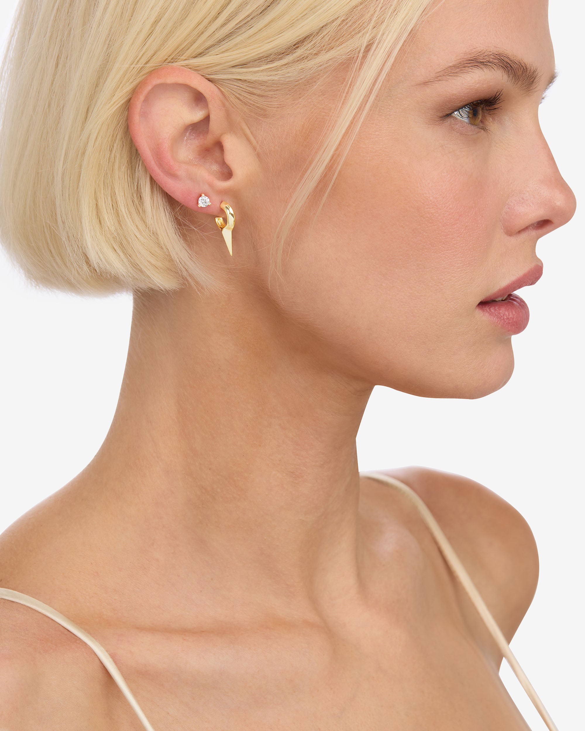 Baby Gabriella Smooth Single Spike Earrings - Gold