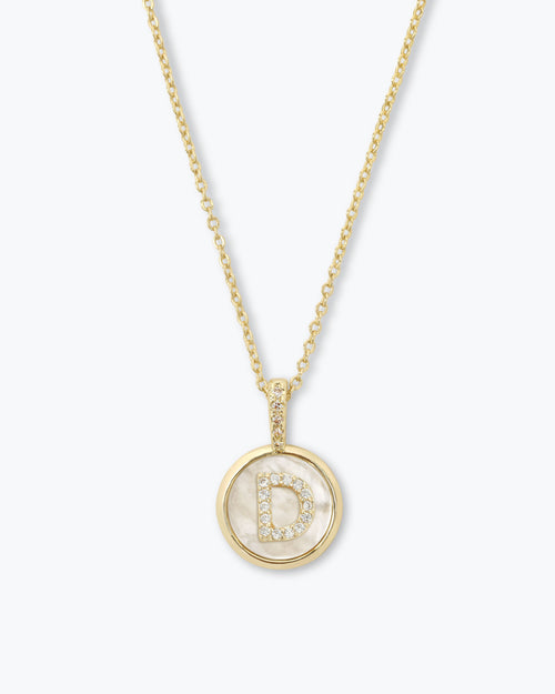 Baby Love Letters Medallion Necklace - Gold|White Diamondettes