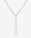 Baby Samantha Teardrop Lariat Necklace - Gold|White Diamondettes