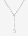 Baby Samantha Teardrop Lariat Necklace - Silver|White Diamondettes