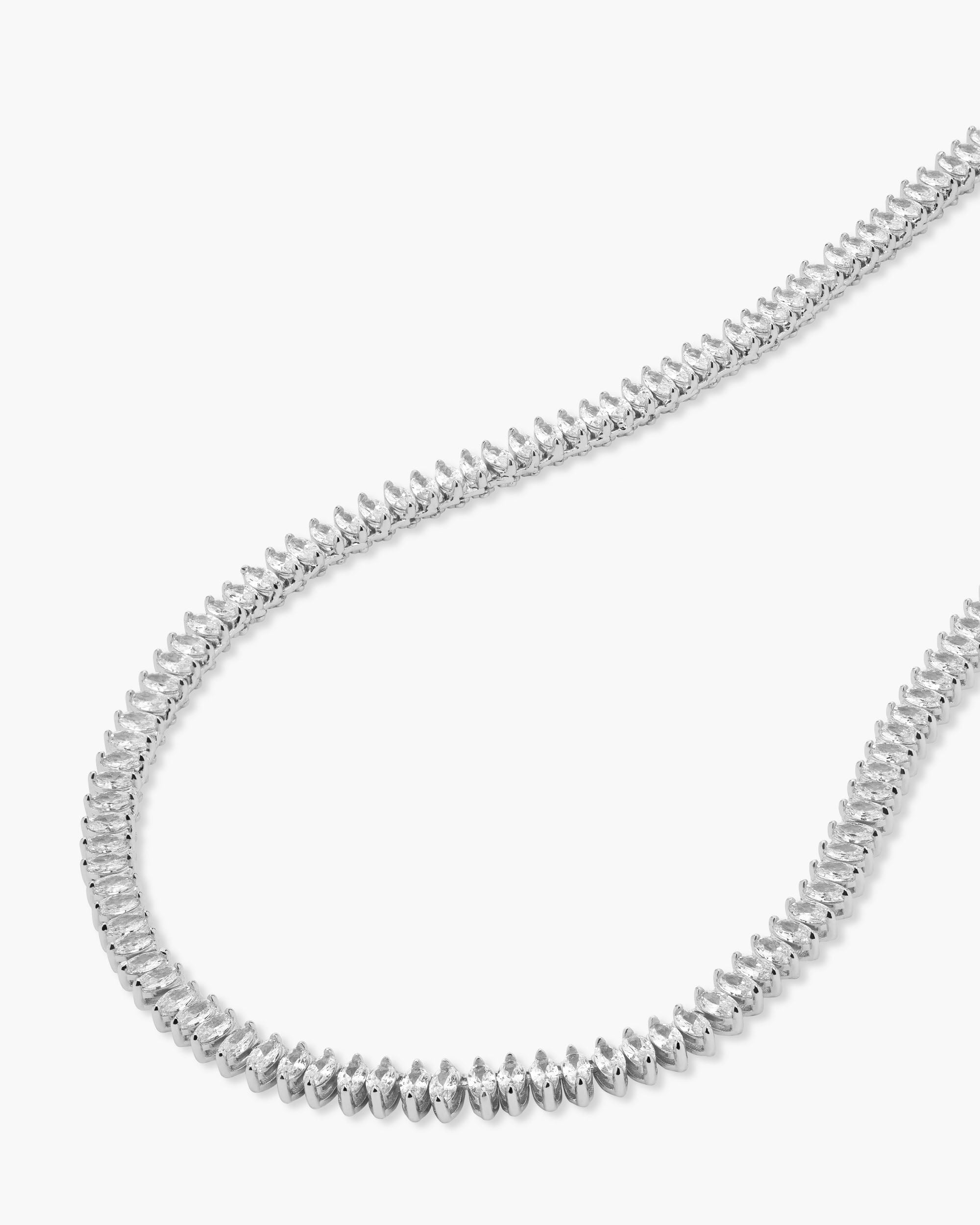 Baby "She's So Fine" Tennis Necklace 18" - Silver|White Diamondettes