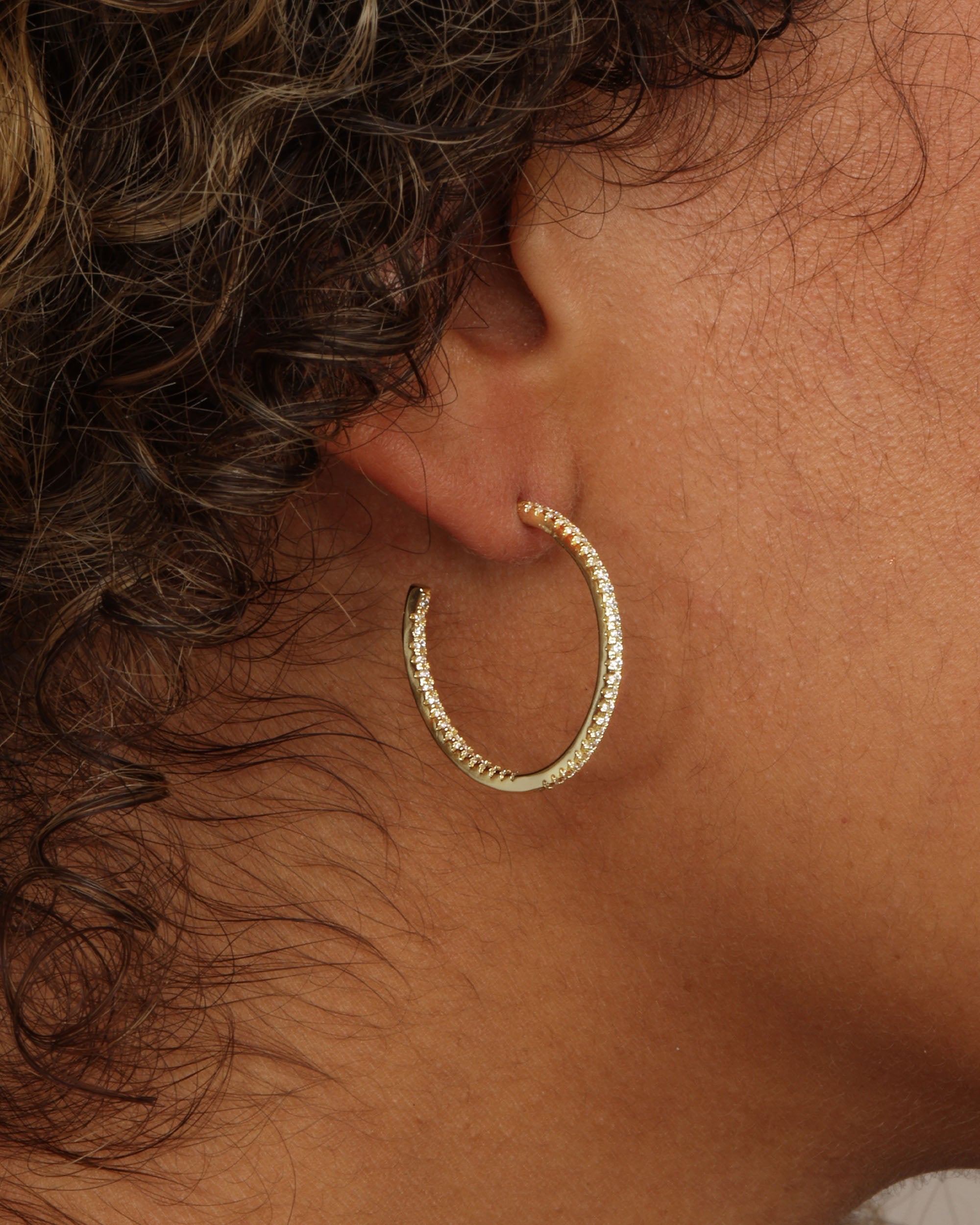 Badass Hoops 1" - Gold|White Diamondettes