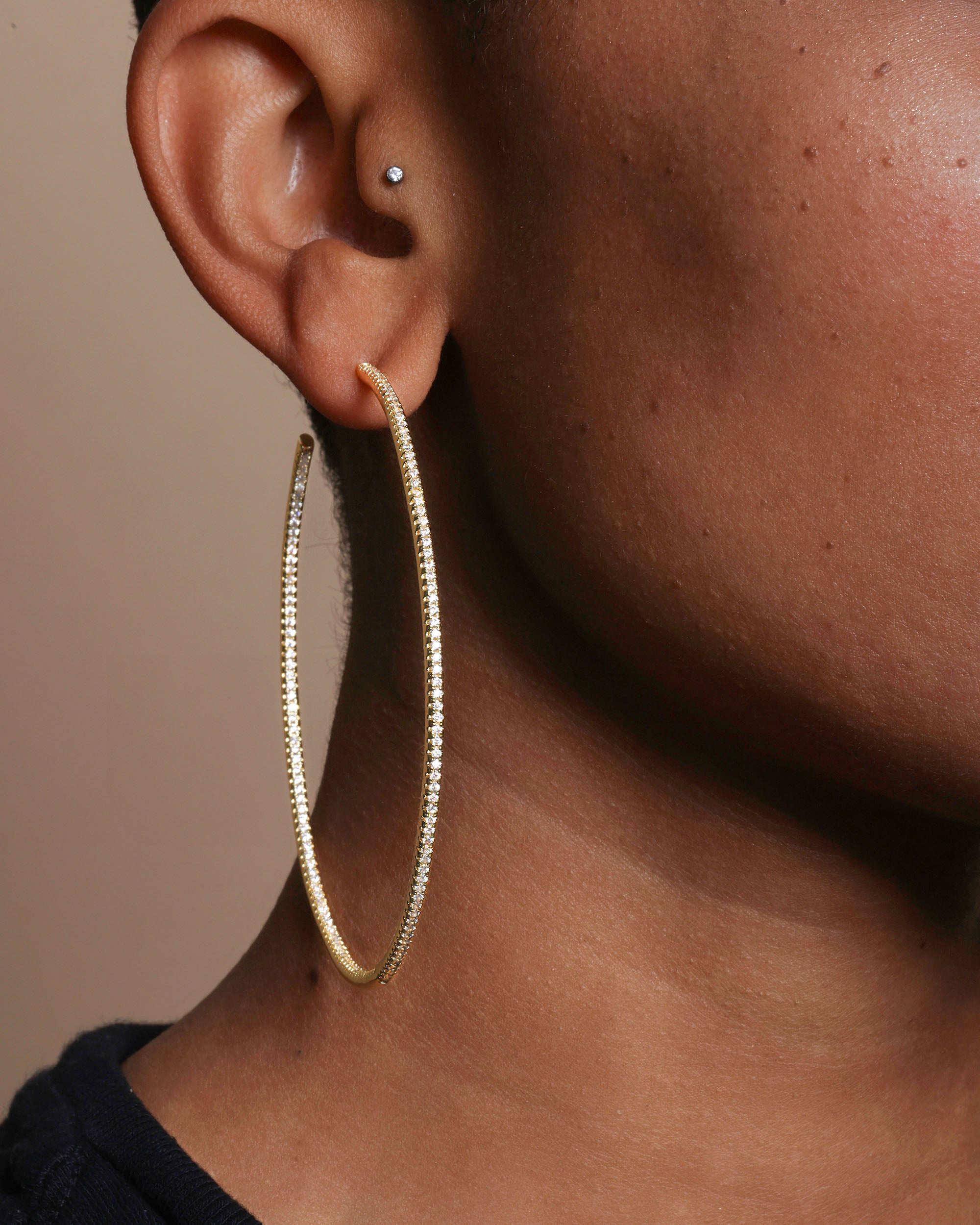 Badass Hoops 3" - Gold|White Diamondettes