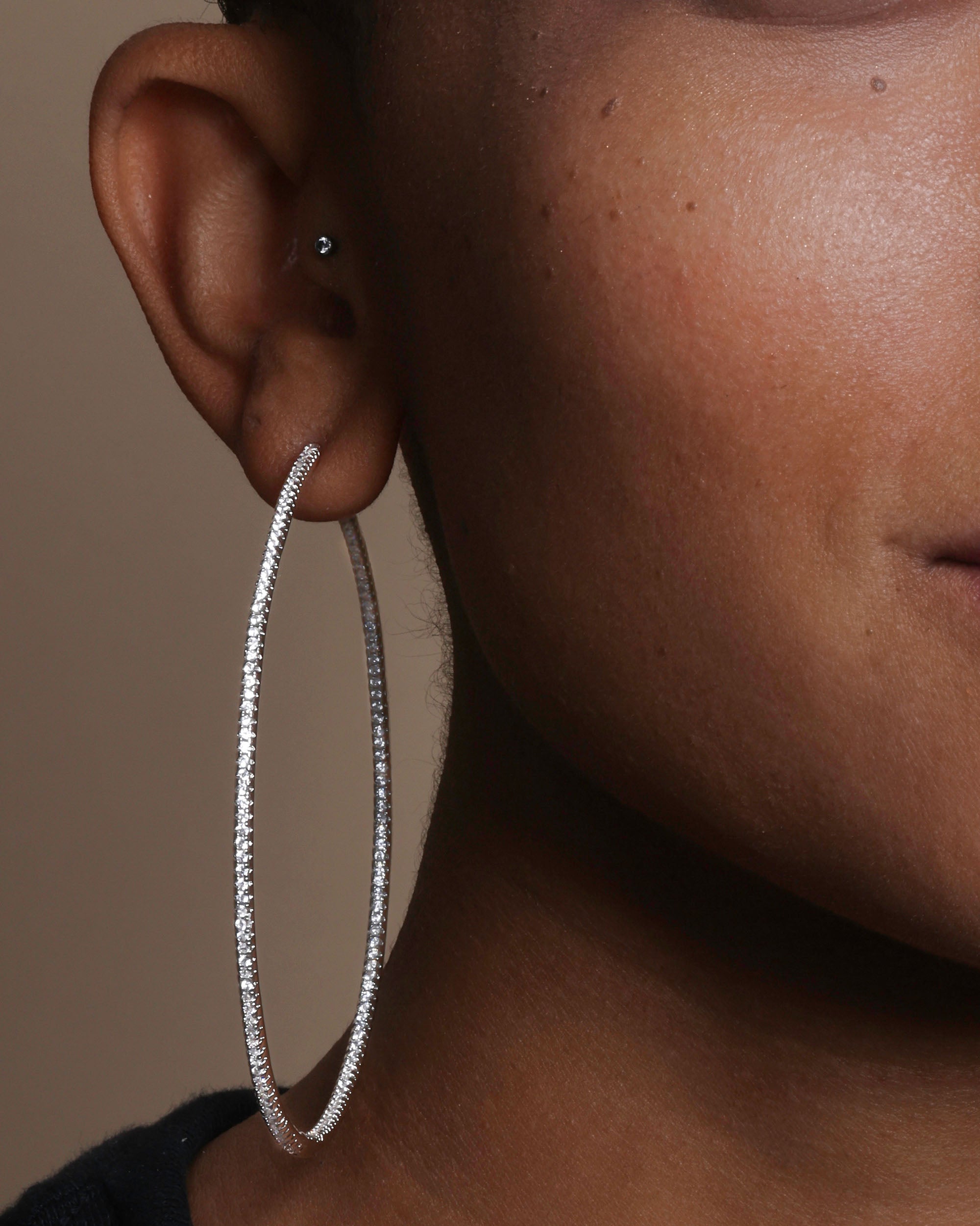 Badass Hoops 3" - Silver|White Diamondettes