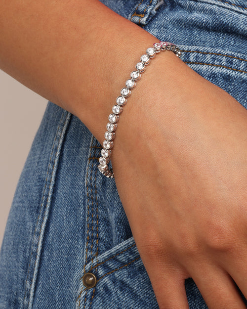 Baroness Tennis Bracelet - Silver|White Diamondettes