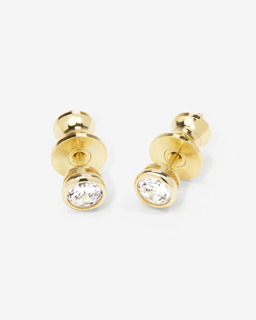 Baroness 4mm Studs - Gold|White Diamondettes