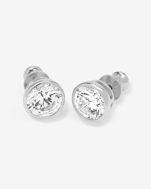 Baroness 8mm Studs - Silver|White Diamondettes