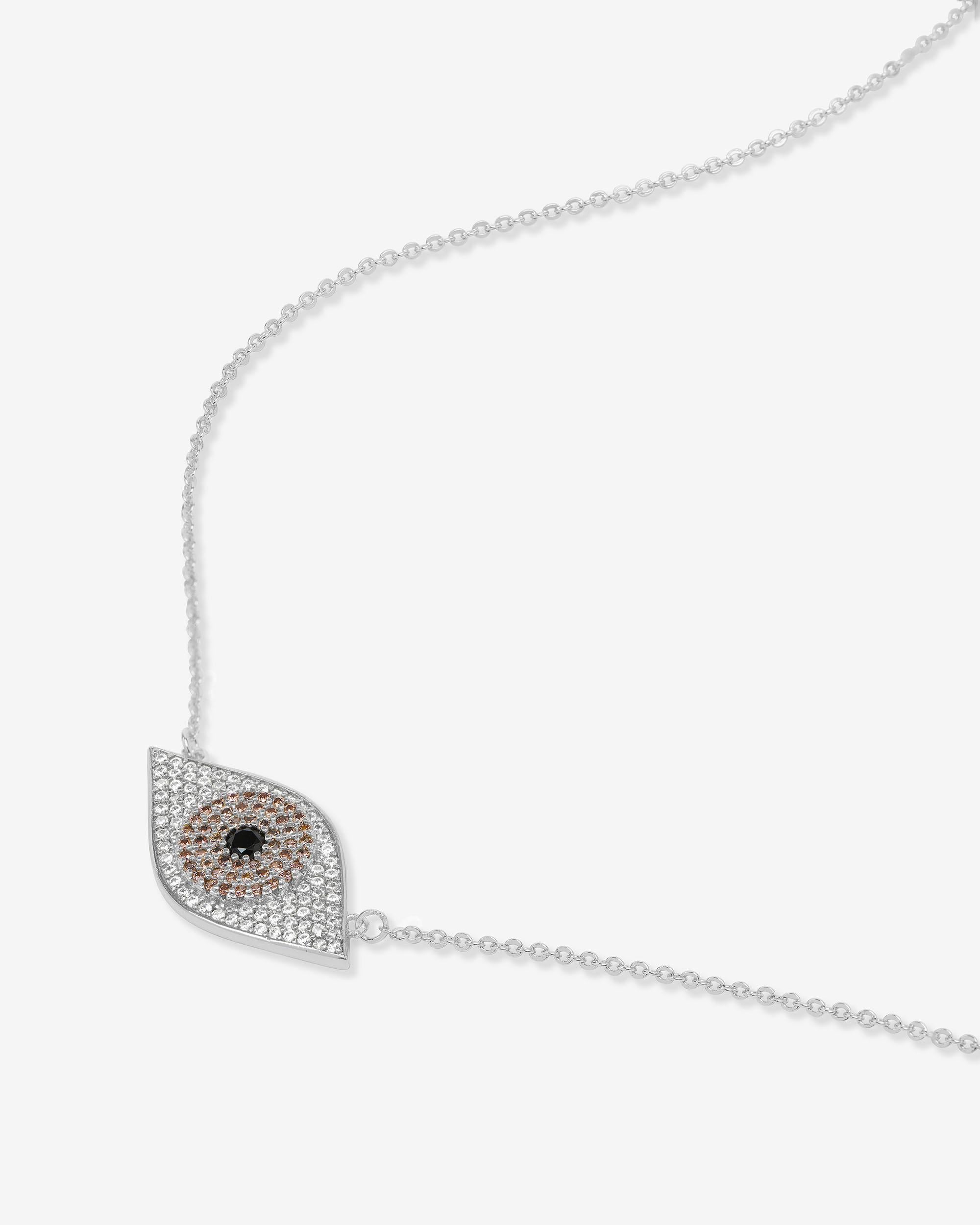 Black Evil Eye Necklace - Silver|Black Diamondettes