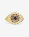 Black Evil Eye Ring - Gold|Black Diamondettes