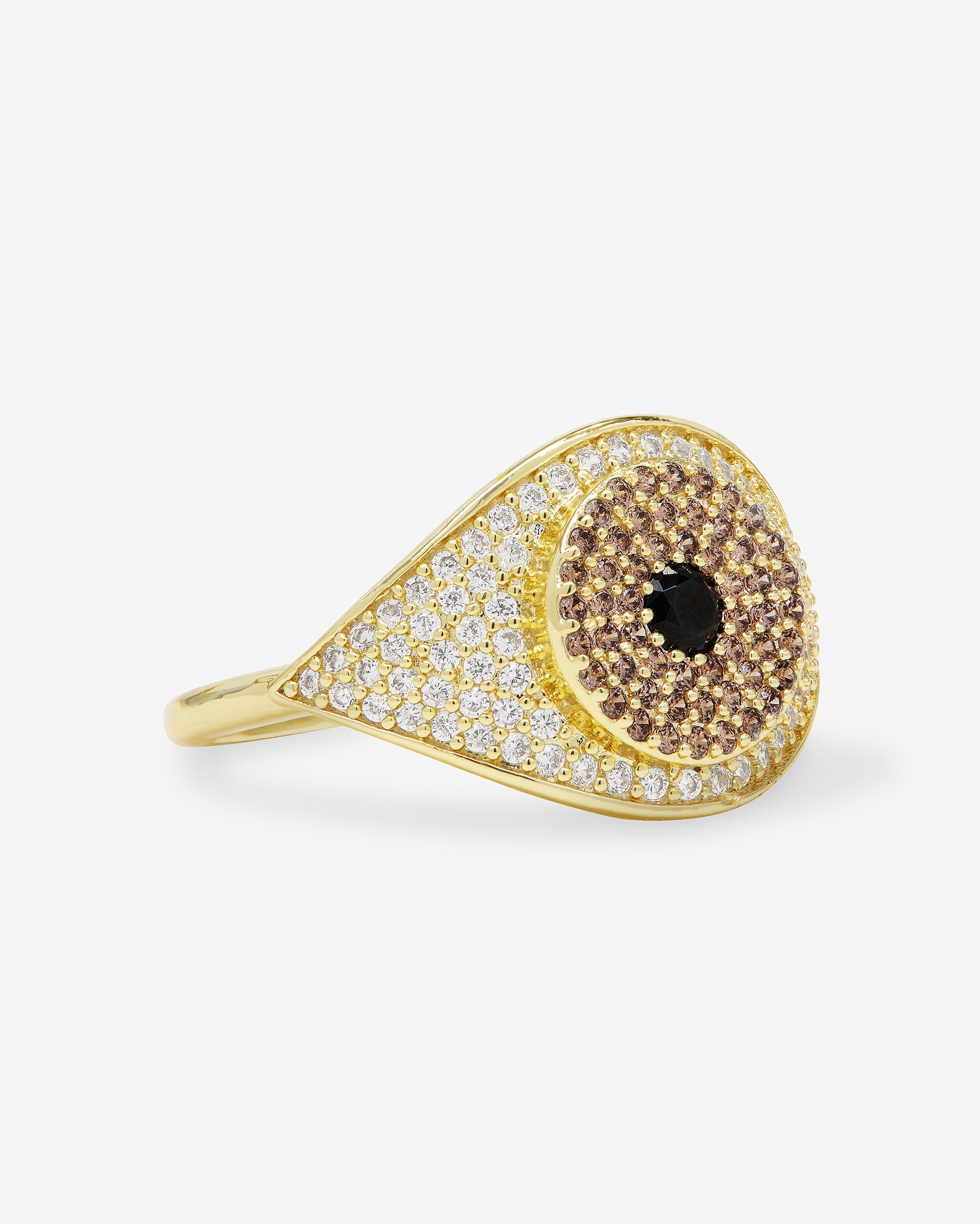 Black Evil Eye Ring - Gold|Black Diamondettes