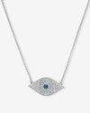 Blue Evil Eye Necklace - Silver|White Diamondettes