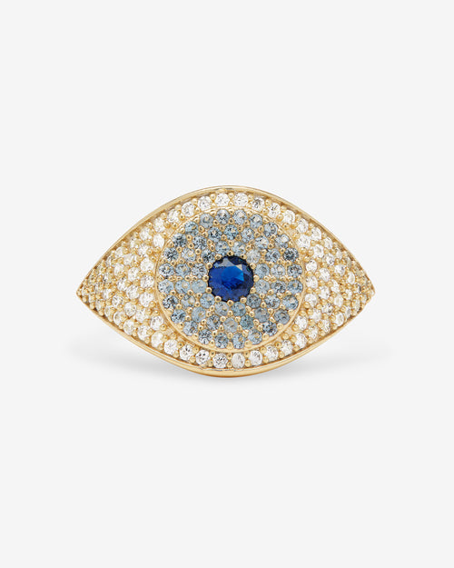 Blue Evil Eye Ring - Gold|White Diamondettes