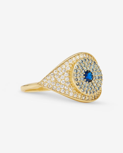 Blue Evil Eye Ring - Gold|White Diamondettes