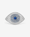 Blue Evil Eye Ring - Silver|White Diamondettes